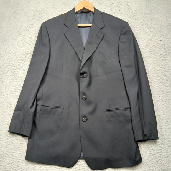Brooks Brothers Brooksease Wool Blazer Men's 44L Navy 3 Button Classic Fit - Picture 2 of 9